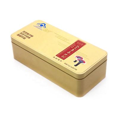 China Tin Box For Health Products Food Grade Recyclable High Quality Metallic Golden Spore Sprinkle Tin Box Health Products Tin Box for sale