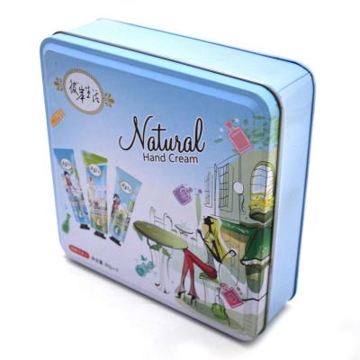 China Recyclable Square Cosmetic Tin Box For Gift Hand Cream Tin Box High Quality Cosmetic Tin Box For Candle for sale