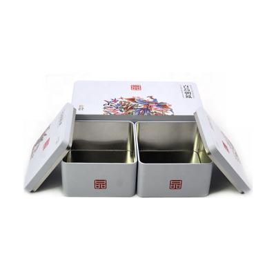 China Custom Hinged Empty Tea Tin Box Food Grade Tinplate Tea Tin Box Rectangle Cans Wholesale Tea Lid for sale