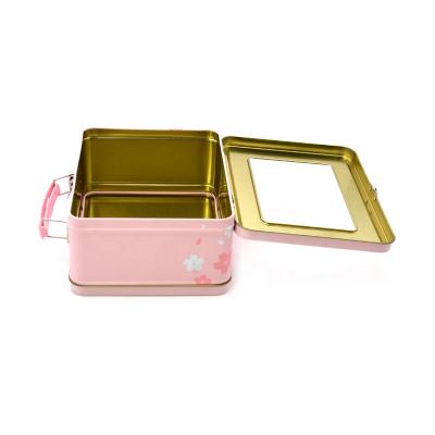 China Large Recyclable Clear Plastic Tin Container With Lid And Handle Jewelry Tin Box for sale