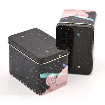 China Recycled Materials Customized Black Rectangular Tin Box High Quality Empty Gift Packaging Tin Box Fine Jewelry Tin Box for sale