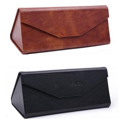 China High Quality Wholesale OEM Portable PU Leather Sunglasses Case Luxury Firm Body Sunglasses Case, Foldable Eyewear Display Case for sale