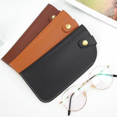 China Custom Eyewear Accessories Black PU Brown Logo Sunglasses Pouch and Fabric PU Leather Slip Case Bag Sunglasses Pouch Case with Logo for sale