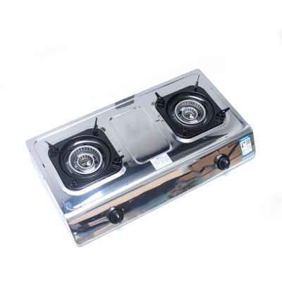 China Cast Iron Burner With Double Burner Double Cap Power Burner Gas Cooker Stove Stainless Steel Brass Table for sale