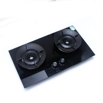 China Hotel OEM Tempered Glass 2 Burners LPG Gas Flippable Household Flameout Protection Built-in Gas Stove for sale