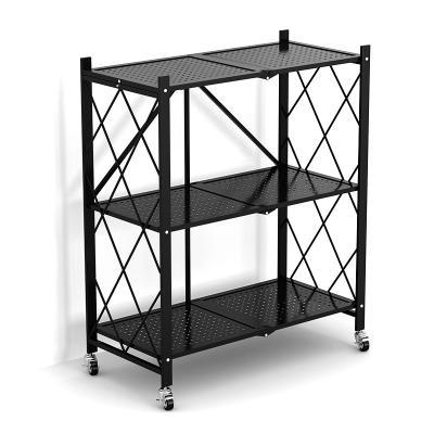 China Modern Multi-Function Metal Storage Shelves Estantes Three-Layer Storage Steel Folding Shelves for sale