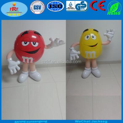 China Inflatable M&M Chocolate Character for store display, red and yellow inflatable M and M 120cm height for sale