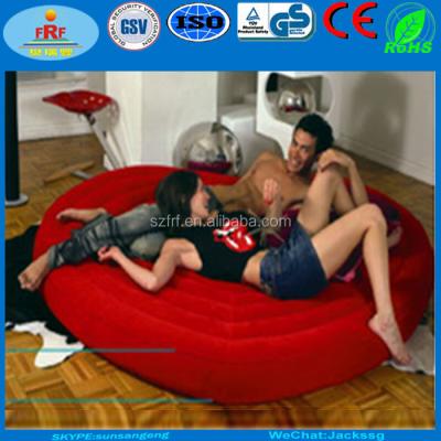 China Hot Home Furniture Lovers Gifts Flocked Heart Shape Inflatable Air Bed for sale