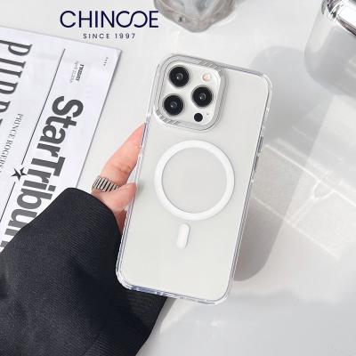 China Shockproof TPU transparent electroplated magnetic wireless charging mobile phone case protective case for iPhone 15 14 for sale