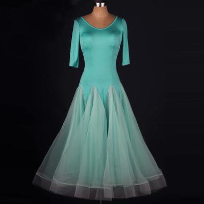 China Professionals Half Sleeve Chinese Mint Green Latin Dance Fashions For Women for sale