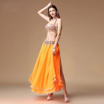 China Dresses 2019 New Orange Blue Belly Dance Performance Suite Adult Female Belly Dancer Costumes For Women for sale