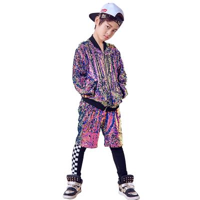 China Purple Chinese Jazz Costumes For Kids Middle School Sequin Sets for sale