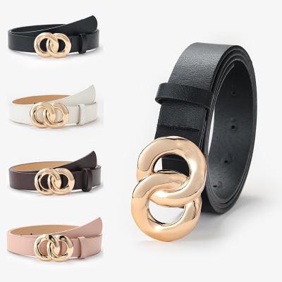 China Other RS301 fashion buckle belt chain women snap button jeans belt women's solid color dress belt for sale