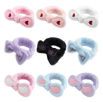 China New Style RS84 Smart Casual Wholesale Flannel Plush Bow Headband Sports Wash Hair Band Headwear for sale