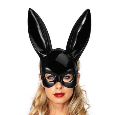 China PVC Easter 2022 Supplies Half Face Halloween Party Mask Female Black Bunny Mask for sale