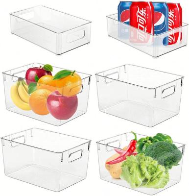 China Plastic Fridge Kitchen Freezers Organizers Anti Food Pantry Fragile Vegetable Storage Clear Racks Fridge Organizer Bins for sale