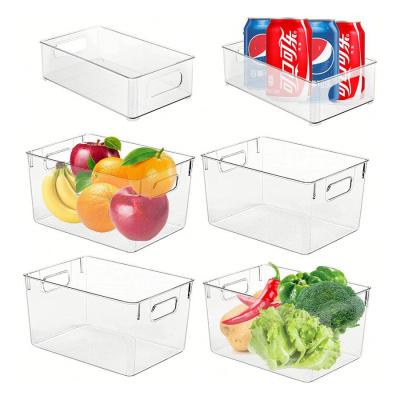 China Transparent Anti Clear Plastic Storage Bins Kitchen Refrigerator Cabinet Fridge Organizers Boxes Fragile Acrylic Pantry Storage for sale