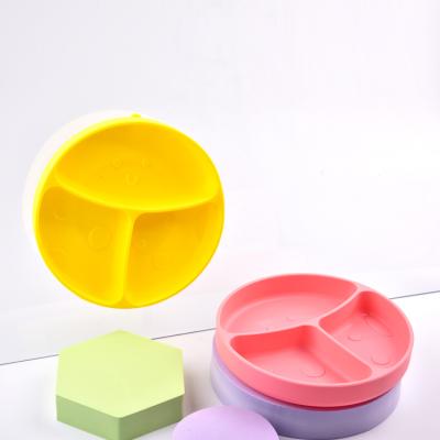 China Silicone Baby Bowl Dish Wholesale BPA FREE Food Grade 3 in 1 Toddler Baby Kids Feeding Suction Silicone Bowl Dish for sale