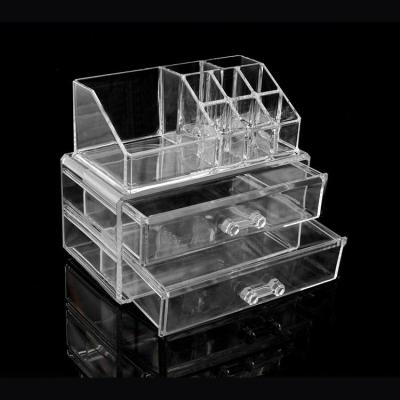 China Hot Selling Original Manufacturer Acrylic Makeup Display Cosmetic Organizer With 2 Drawers for sale