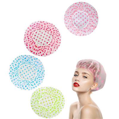 China Viable Promotional Waterproof Popular PEVA Recyclable Semi-transparent Plastic Disposable Shower Caps for sale