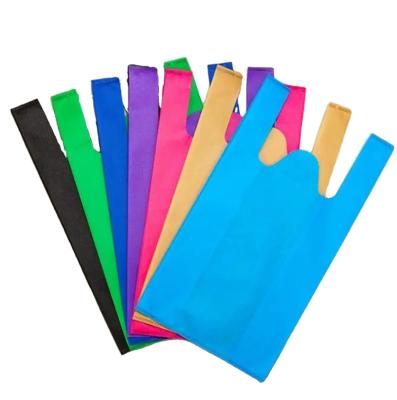 China Supermarket Convenient Wholesale Nonwoven T-shirt Polypropylene Bag Shopping W Cut Nonwoven Vest Bag Custom Printing W Cut Nonwoven Bag for sale