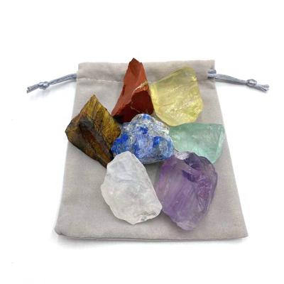 China New Age Home Decor Natural Semi-precious Yoga Meditation Stones Seven Chakra Healingnatural Rough Crystal for sale