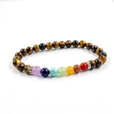 China Handmade Luxury 6mm Gemstone Tiger Eye Beaded 2021 Vintage Hot Selling Chakra Stones Bracelets for sale