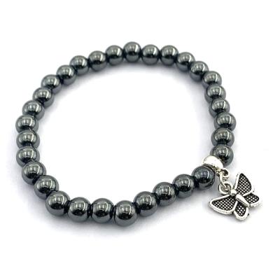 China Flexible Design Wholesale 6mm Hematite Gemstone Choice Beaded Bracelets With Buddha Head Bead for sale