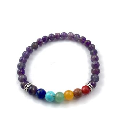 China CLASSIC Hand Made Gemstone Beaded Bracelets 6MM Chakra Stones Amethyst Bracelet for sale