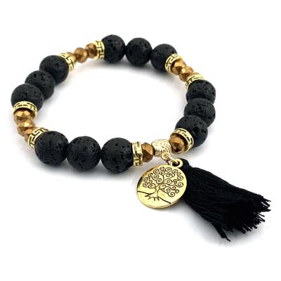 China FASHIONABLE Charm Factory Price Lucky Tree Of Life Fragrance Summer Lava Stone Bracelet for sale