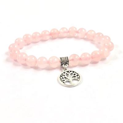 China CLASSIC A Variety of Rose Quartz Amethyst Toumarline Turquoise Aventurine Tree of Life Gemstone Bracelet for sale