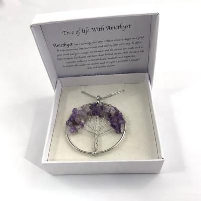 China TRENDY Stainless Steel Necklace in Gift Box and Various Property Description Gemstone Beaded Tree of Life Pendant for sale