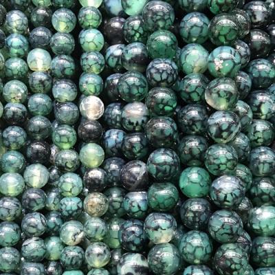 China No DIY 6 10MM String Semi Strands Green Dragon Veins Agate Round Gemstone Beads for sale