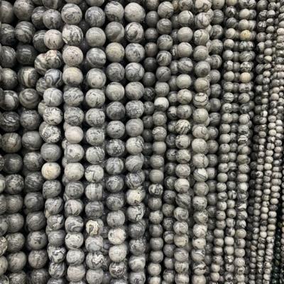 China Gray Picasso Jasper Fashion Gray Jasper Gemstone 6mm Strands Semi Round Natural Gemstone Beads for sale