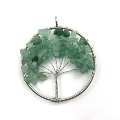 China Wholesale Vintage Jewelry 50MM Gemstone Chakra Beaded Jade Tree Of Life Pendant for sale