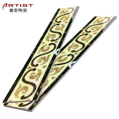 China CLASSIC Porcelain Border Floor Tiles Decorative Border Tile Manufacturer Gold Ceramic Tile for sale