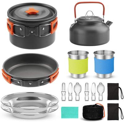 China High Temperature And Friction-Resistan Outdoor Portable Cookware Sets Grill Pan Camping Cooking Pot Cookware Rise Set for sale