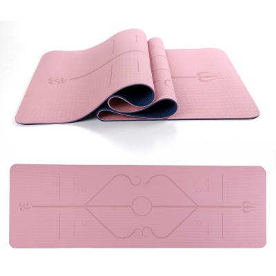 China Fitness And Plasticity 6mm Non Slip Tape Custom Yoga Mat Certified Eco Friendly With Stance Line for sale