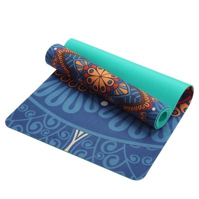 China Fitness and plasticity 5mm non slip printed tape suede yoga mat exercise gym bodybuilding esterilla pilates for sale