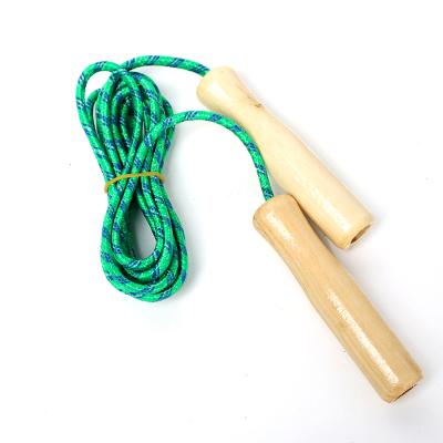 China Cheap and Popular Fitness Exercise Wooden Handle Nylon Jump Ropes Jump Ropes For Kids for sale