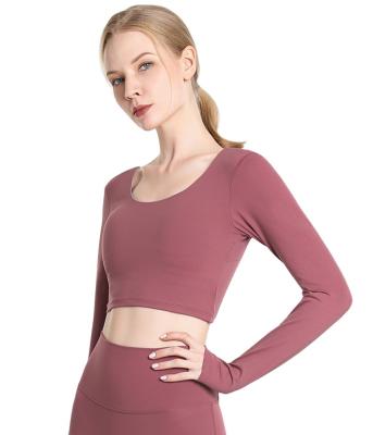 China Women's Yoga Suit Tight Stretch Sports Long Sleeve Quick Dry Back Beauty Blouse Breathable Sport for sale