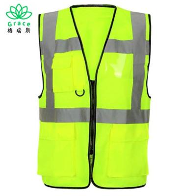 China VIS Executive Vest Zip Fastened Safety Vest High Visibility Workwear Safety Vest Reflective Vest Hi Viz for sale