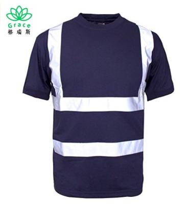 China Blue Reflective Hi Vis Round Neck T-shirt High Visibility Safety T Shirt for sale