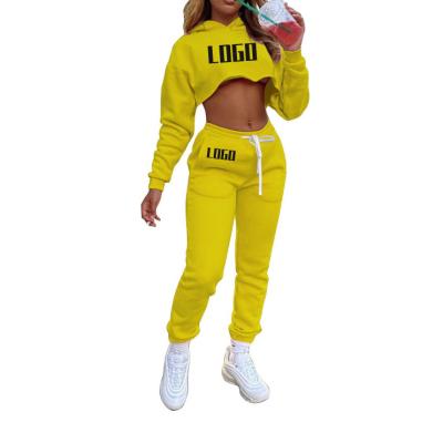 China New Reversible Cotton Cropped Hooded Sweatsuit Simple Logo Set Custom Hoodie and Jogger Set for sale