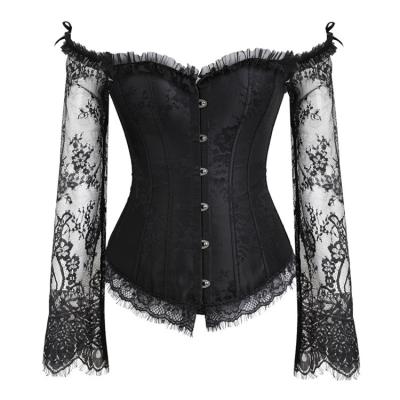 Cina Antibacterial Sexy Women's Long Sleeve Yard Corset Breathable Lace Up Bustiers Corset Off Shoulder Party Club Wedding in vendita