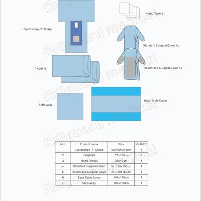 China OEM TUV ISO Acceptable Cystoscopy Medical Disposable Sterile Surgical Pack With Opening Adhesive Drape for sale