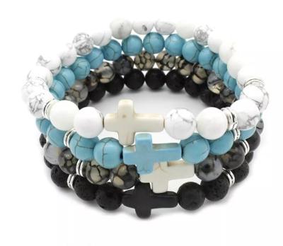 China Crystal Charm Beads Adjustable Matching Turquoise Casual/Sporty Mixed Natural Gemstone Unisex Bracelet for sale