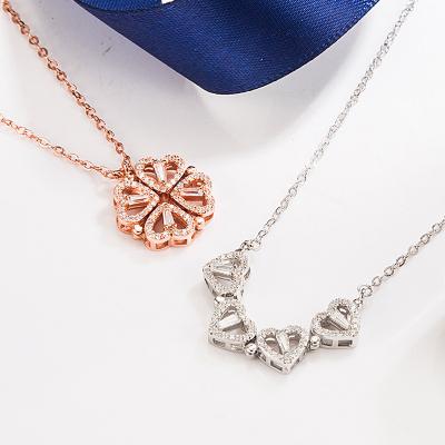 China Four Clover Leaf Necklace 925 Women's Environmental Friendly Silver Temperament Detachable Luxury Jewelry for sale