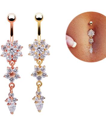 China Stainless Steel Cute Exquisite Umbilical Navel Zircon Sting Cruciform Umbilical Jewelry for sale