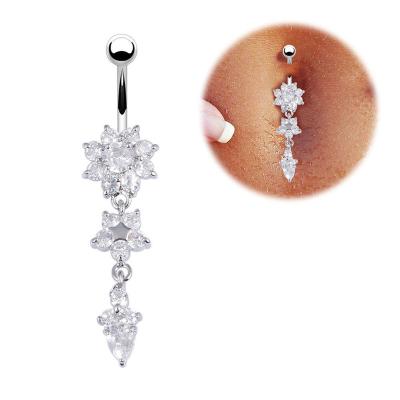 China Cute Exquisite Navel Nail Stainless Steel Zircon Cruciform Navel Piercing Jewelry for sale